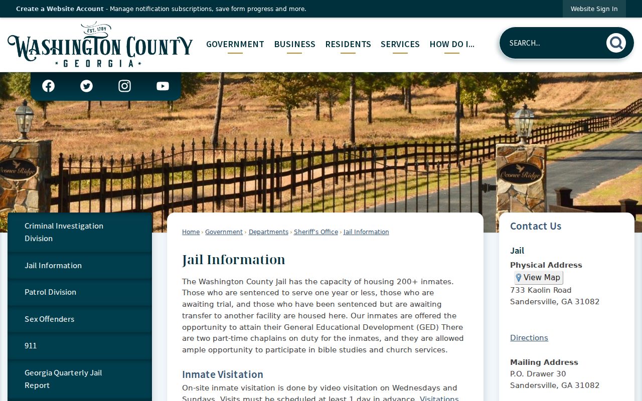 Washington County arrest records jail information