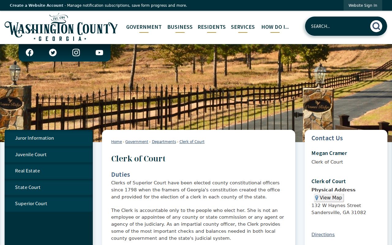 Washington County Clerk of Court criminal filing and records page