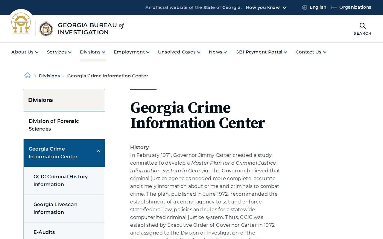 Georgia Crime Information Center criminal history repository overview